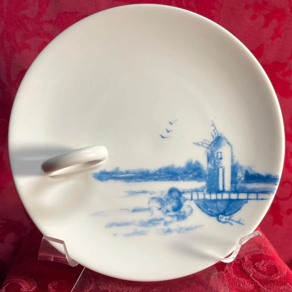 Vintage Epiag Royal Finger Ring Plate Hand Painted Blue Czechoslovakia 1920s